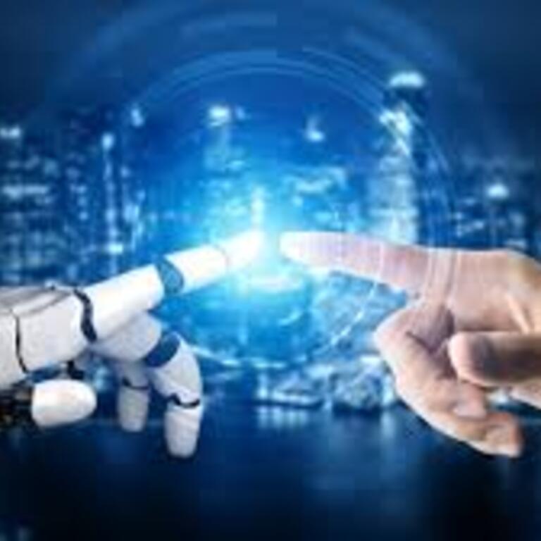 human hand and robot hand