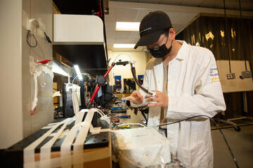 student in lab